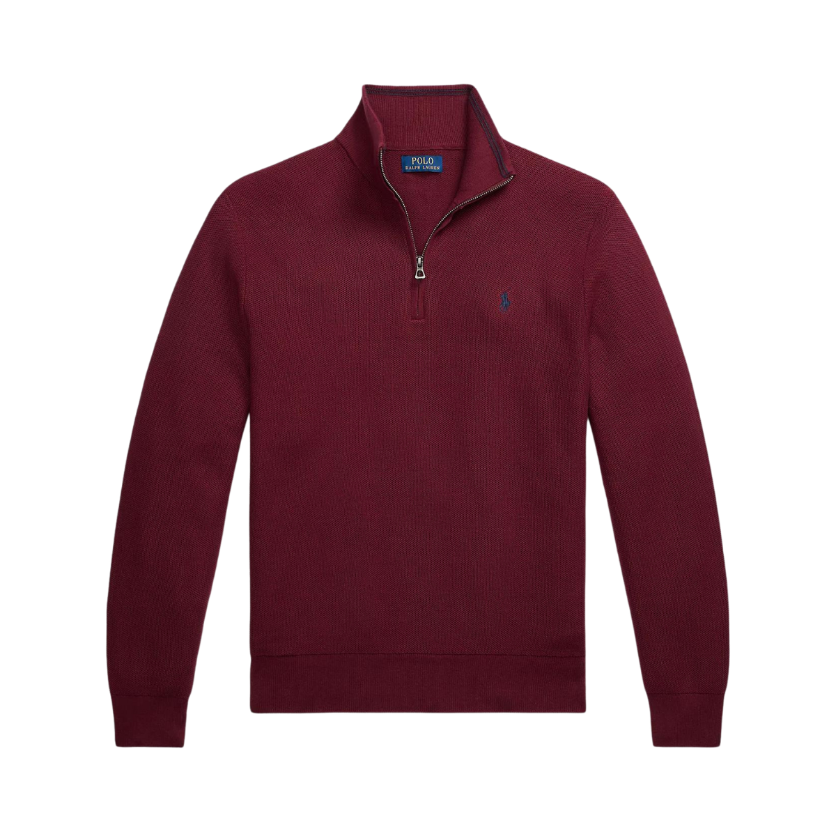 Mesh-Knit Cotton Quarter-Zip Sweater - Burgundy