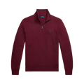 Mesh-Knit Cotton Quarter-Zip Sweater - Burgundy