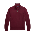 Mesh-Knit Cotton Quarter-Zip Sweater - Burgundy