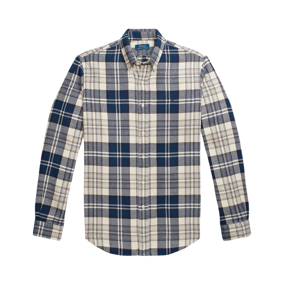 Custom Fit Plaid Brushed Flannel Shirt - Navy