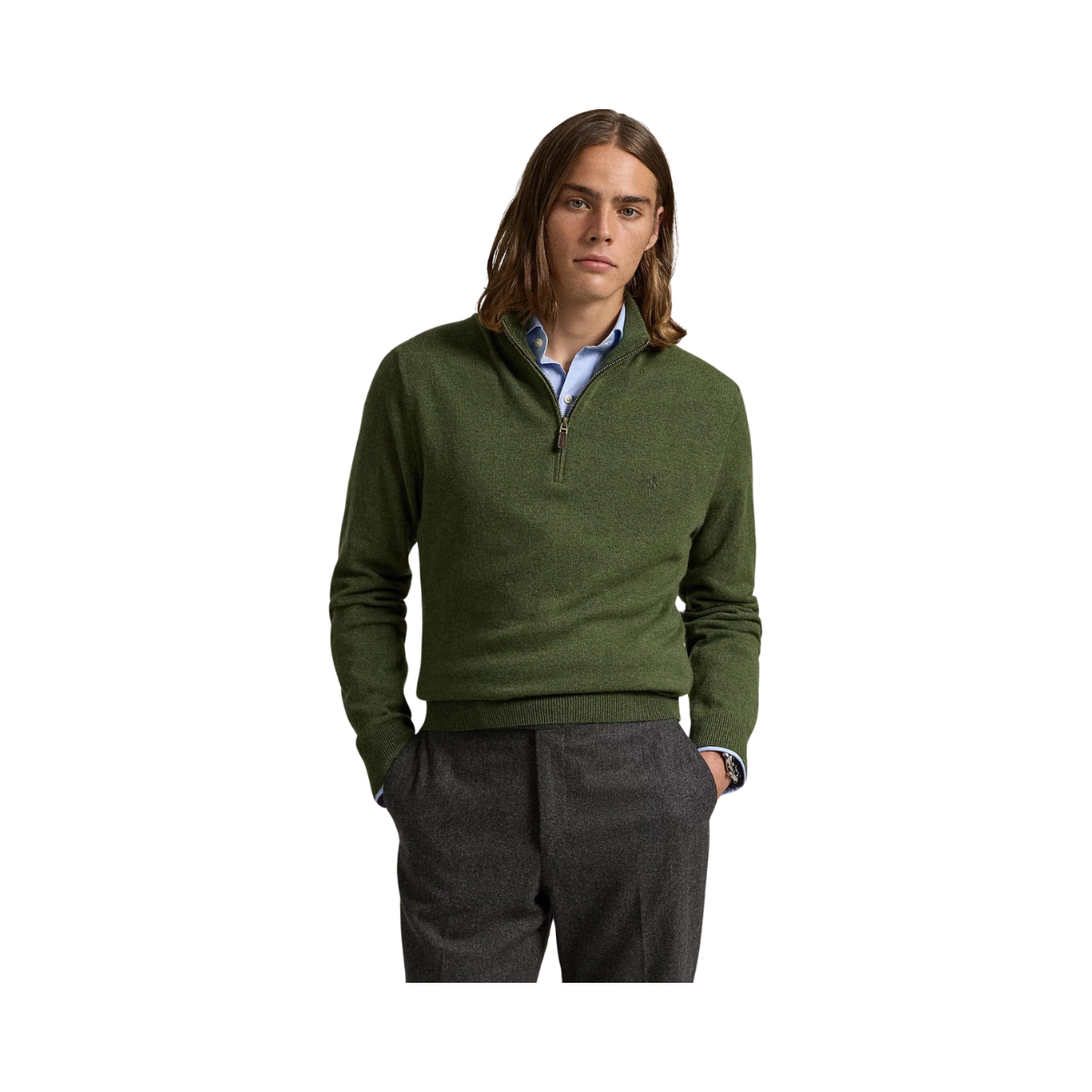 Wool Quarter-Zip Sweater - Green