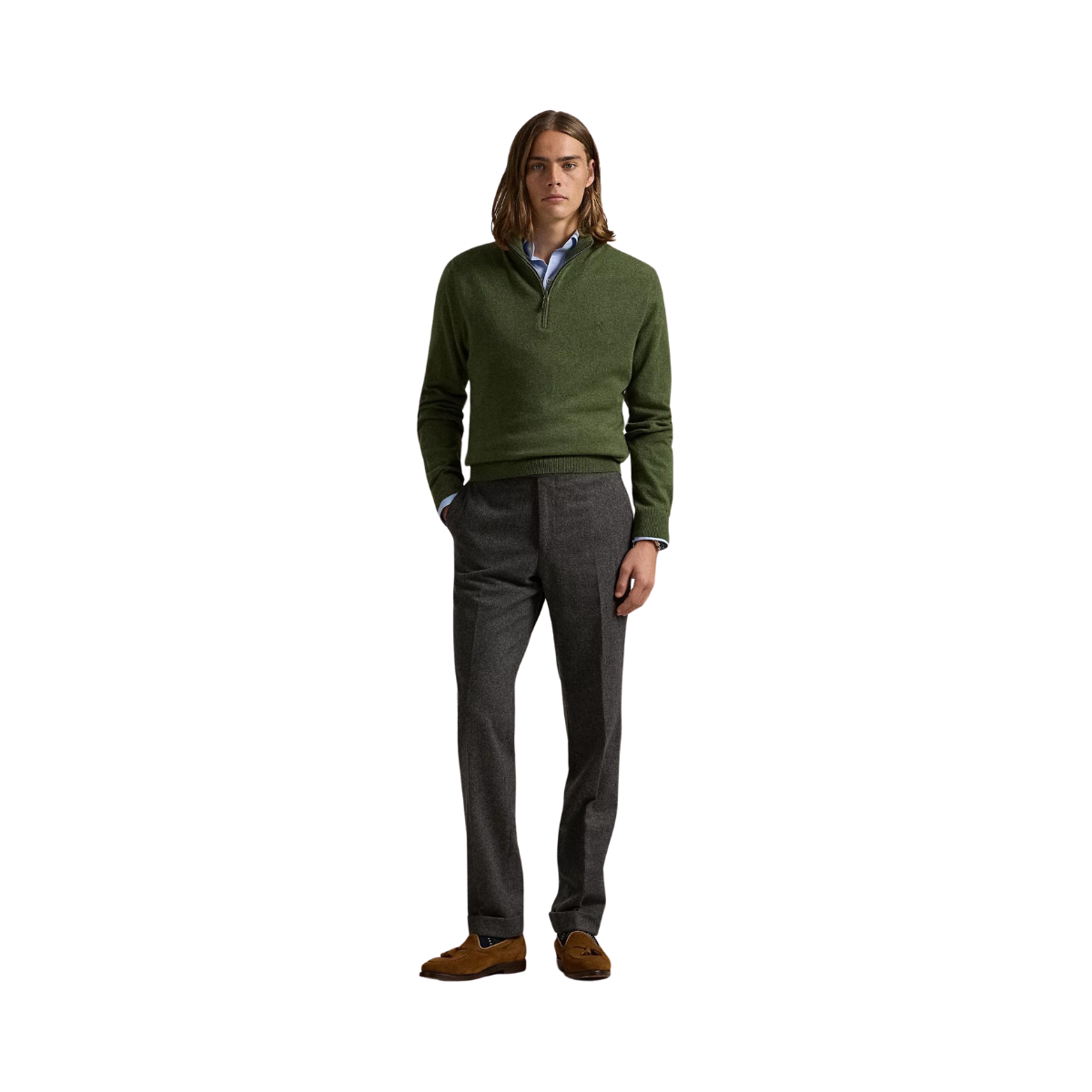 Wool Quarter-Zip Sweater - Green