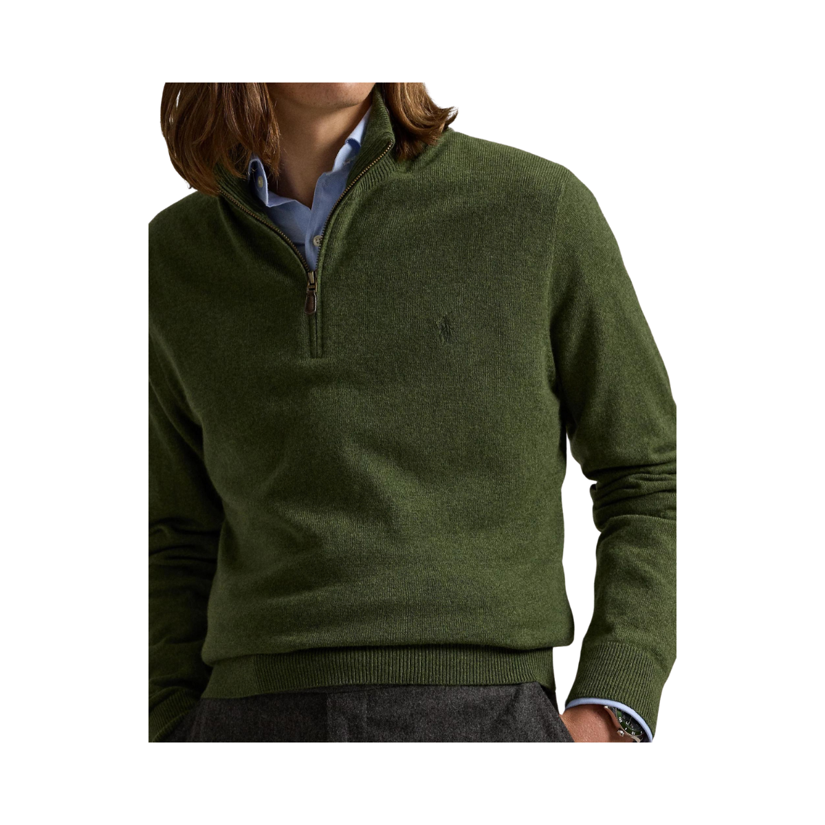 Wool Quarter-Zip Sweater - Green