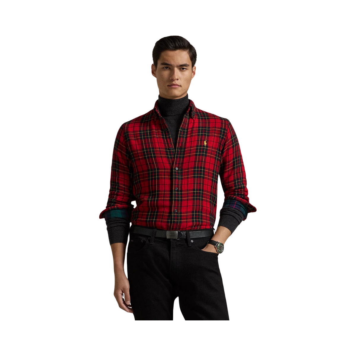 Custom Fit Plaid Double-Faced Shirt - Red