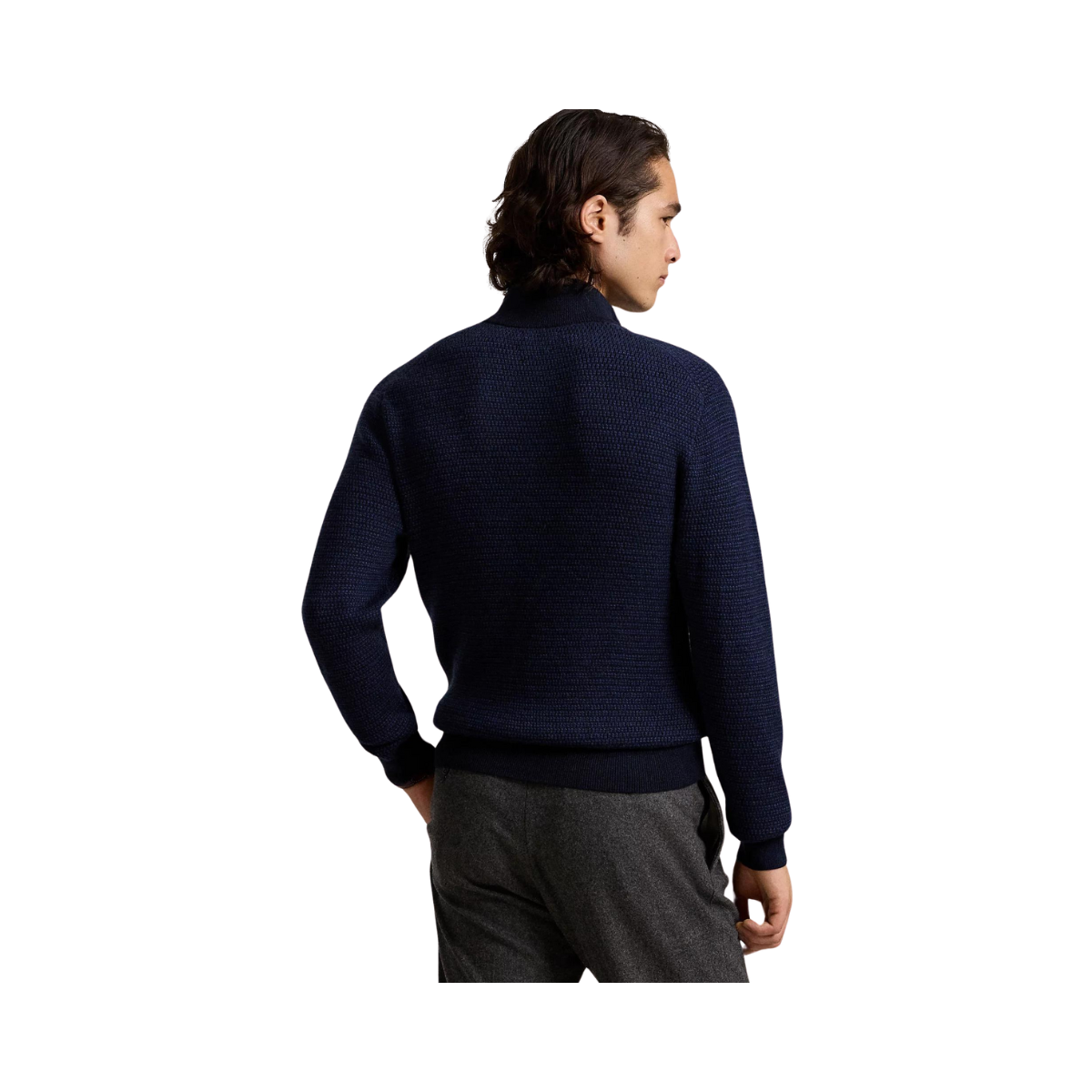 Washable Wool Quarter-Zip Jumper - Navy