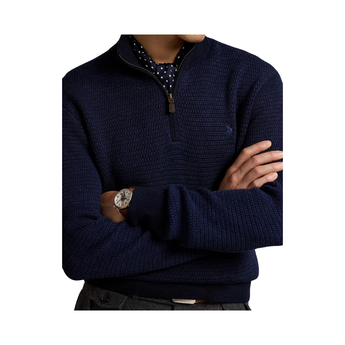 Washable Wool Quarter-Zip Jumper - Navy