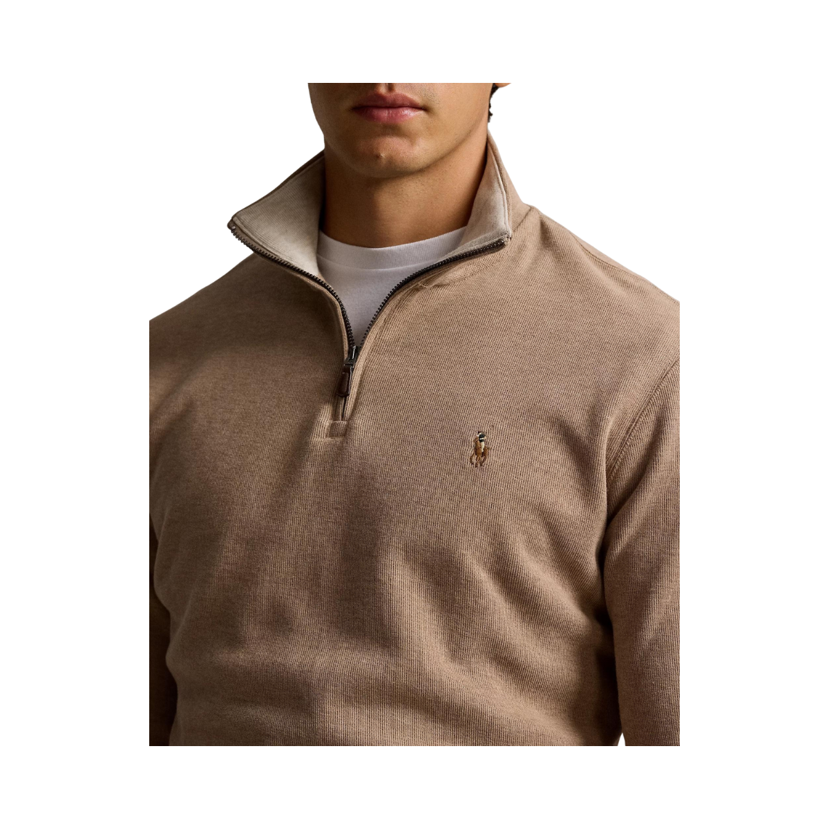 Estate-Rib Quarter-Zip Pullover - Beige