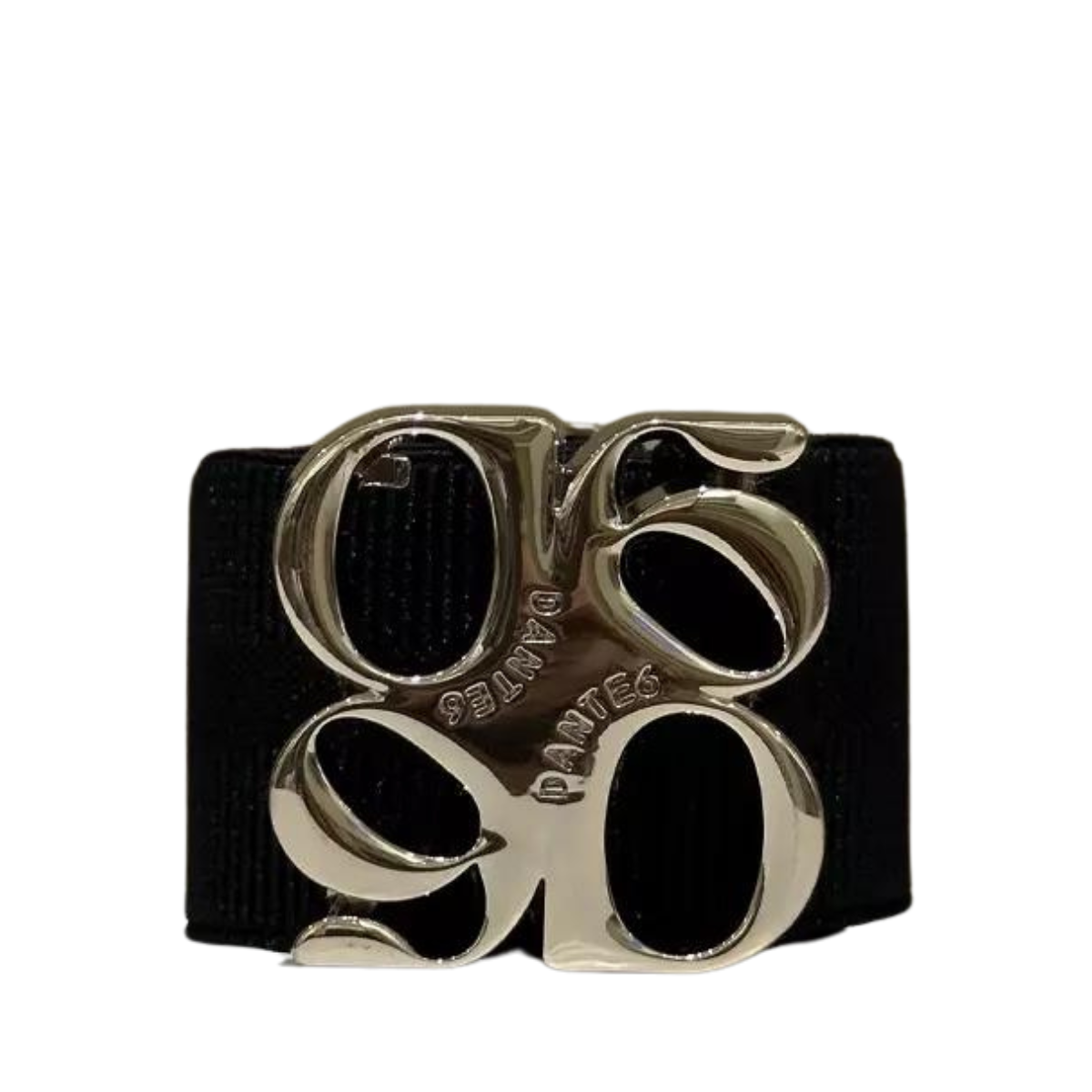 D6 Motif logo tape belt gold - Black