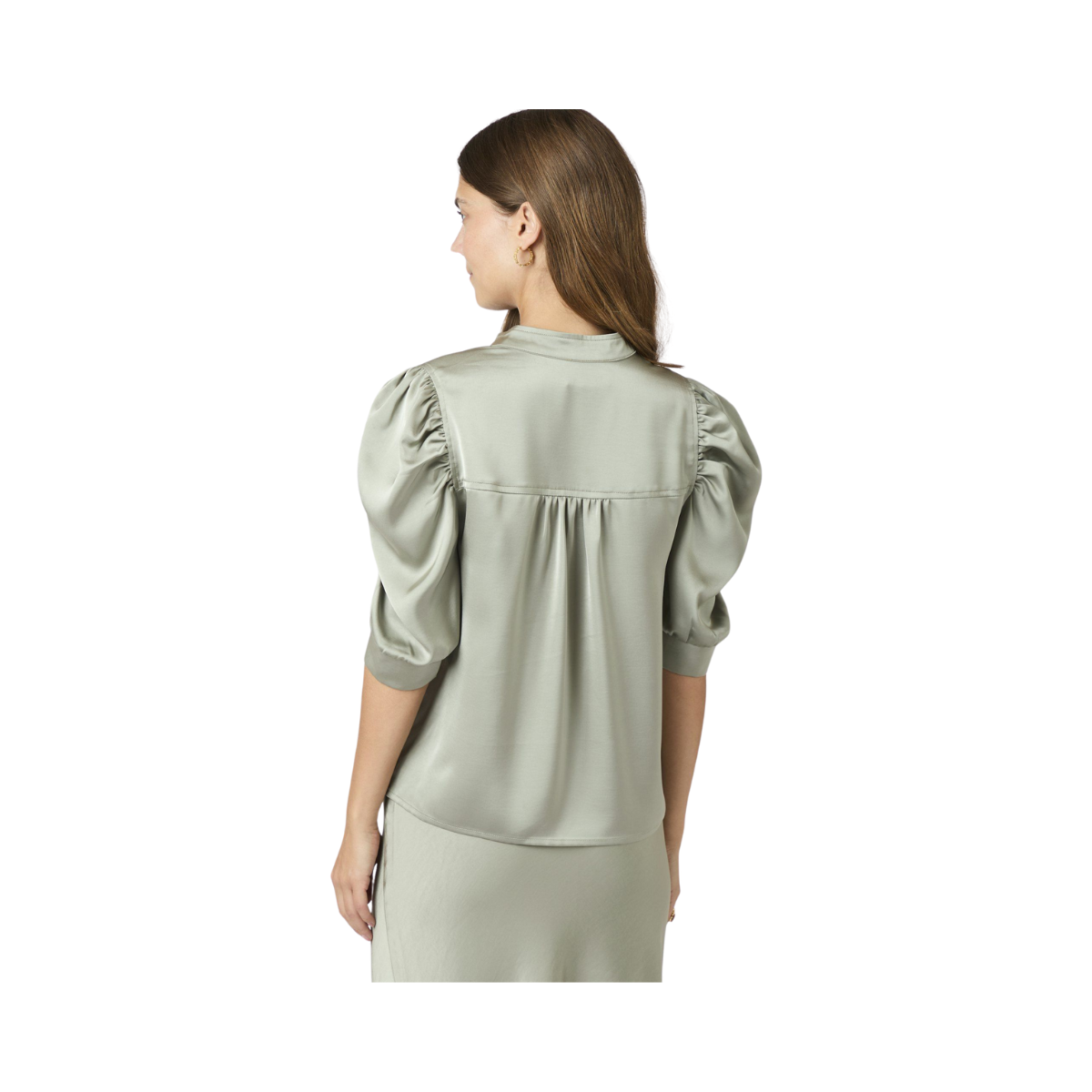 Roella Heavy Sateen Blouse - Green