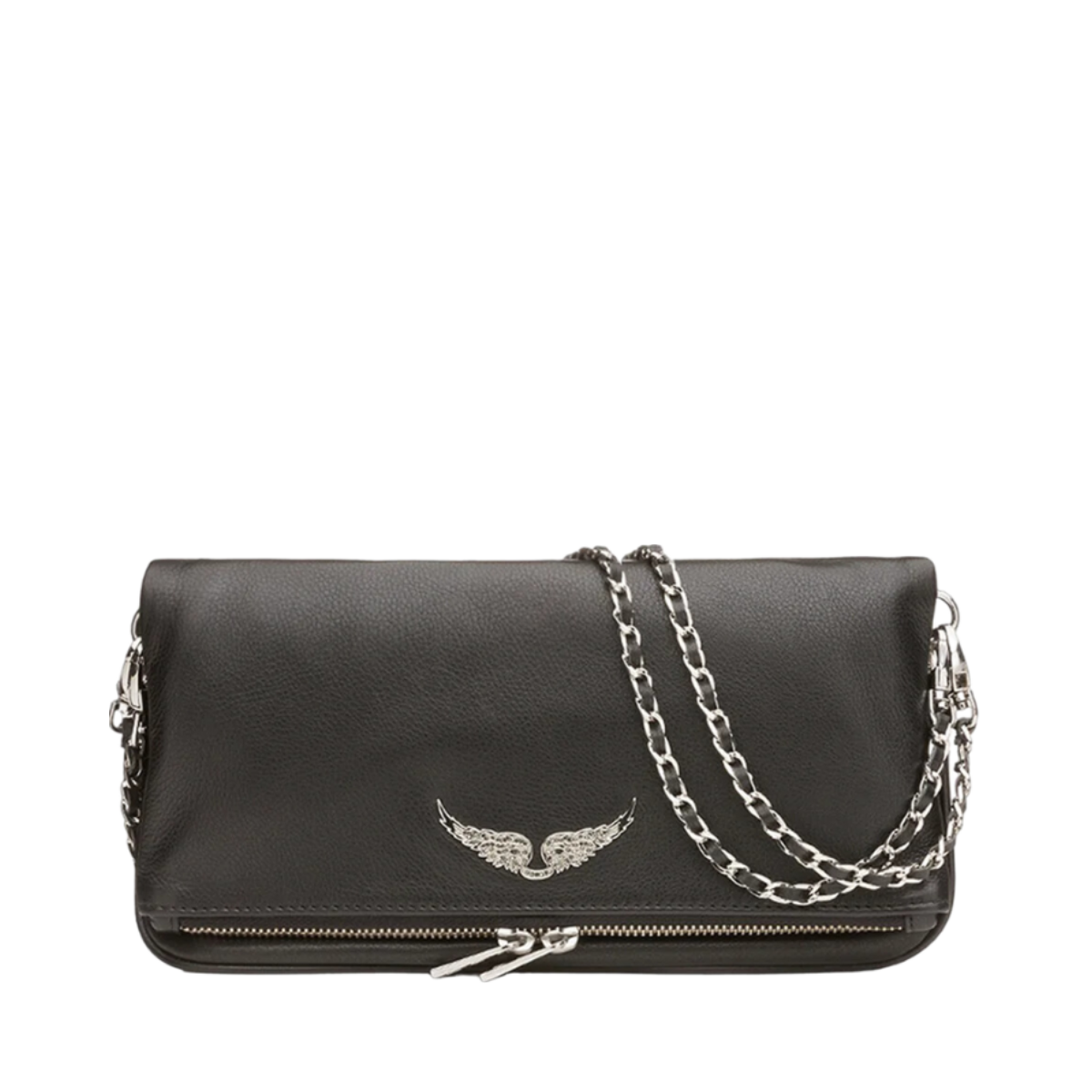 Rock Grained Leather Bag - Black