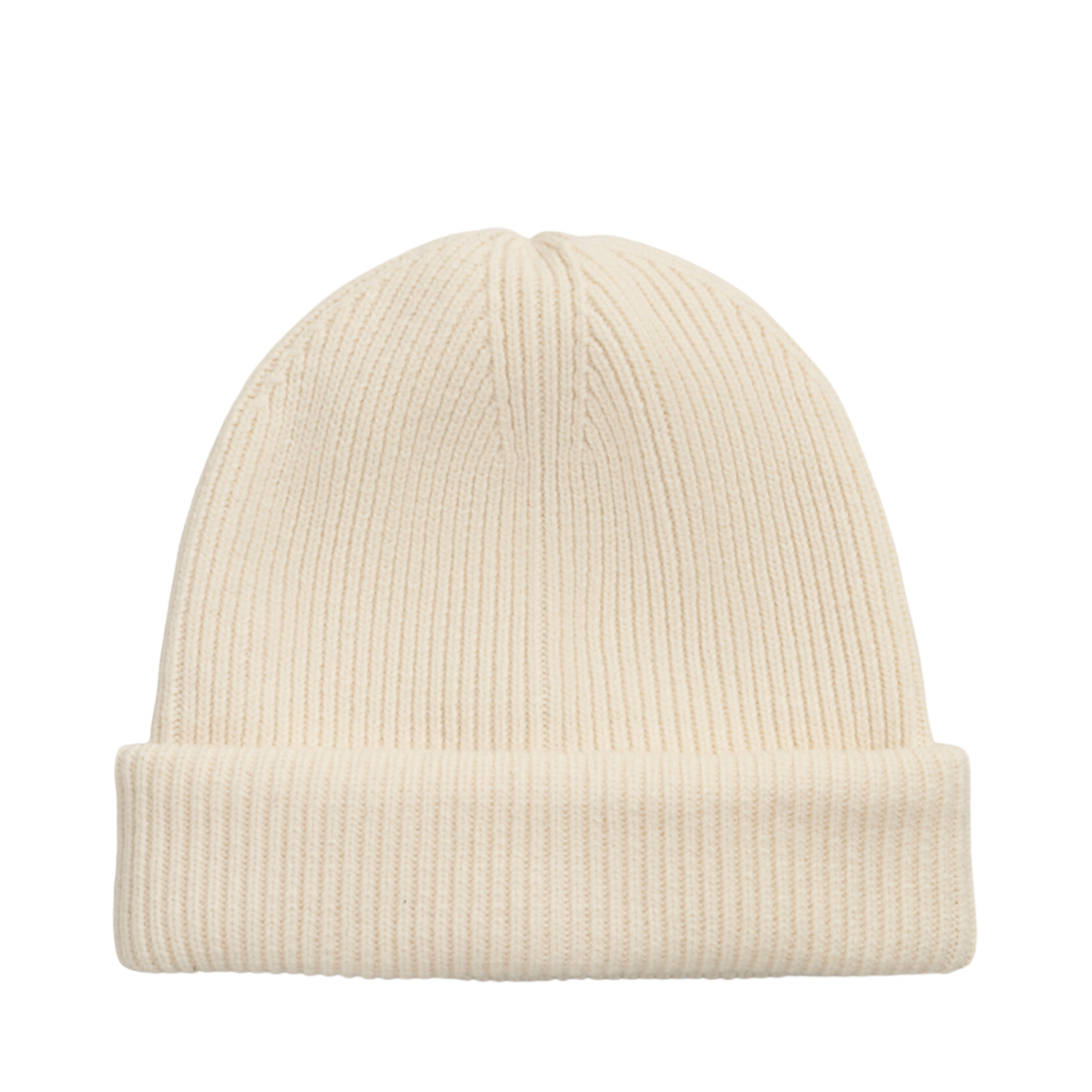 Wool Ribbed Beanie - White