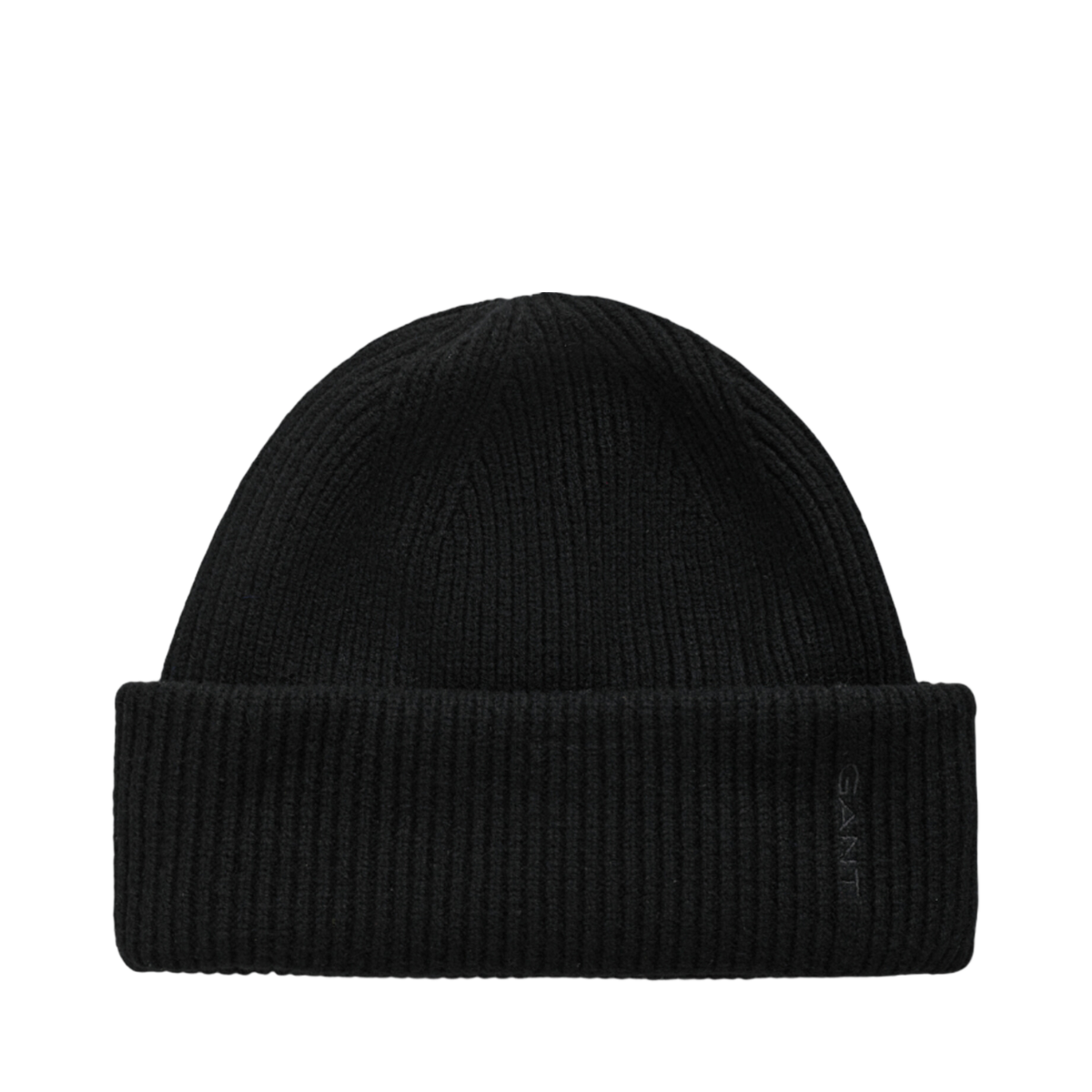 Wool Ribbed Beanie - Black