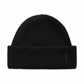 Wool Ribbed Beanie - Black