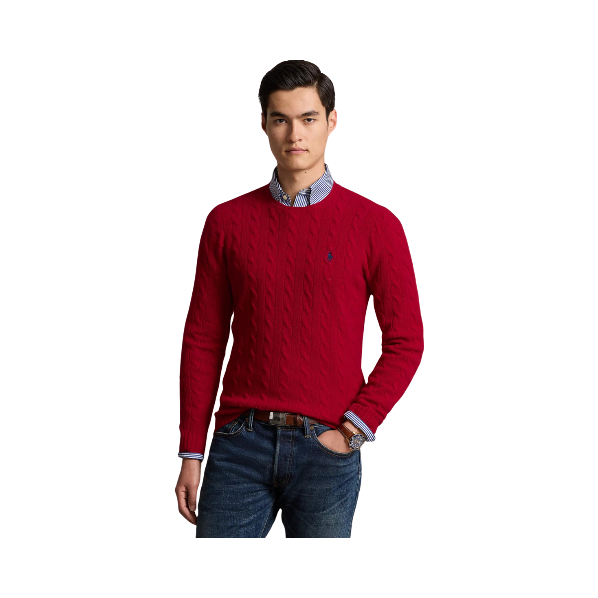 Cable-Knit Wool-Cashmere Sweater - Red