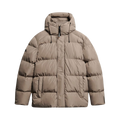 HOODED 5 BAFFLE SPORTS PUFFER - Brown