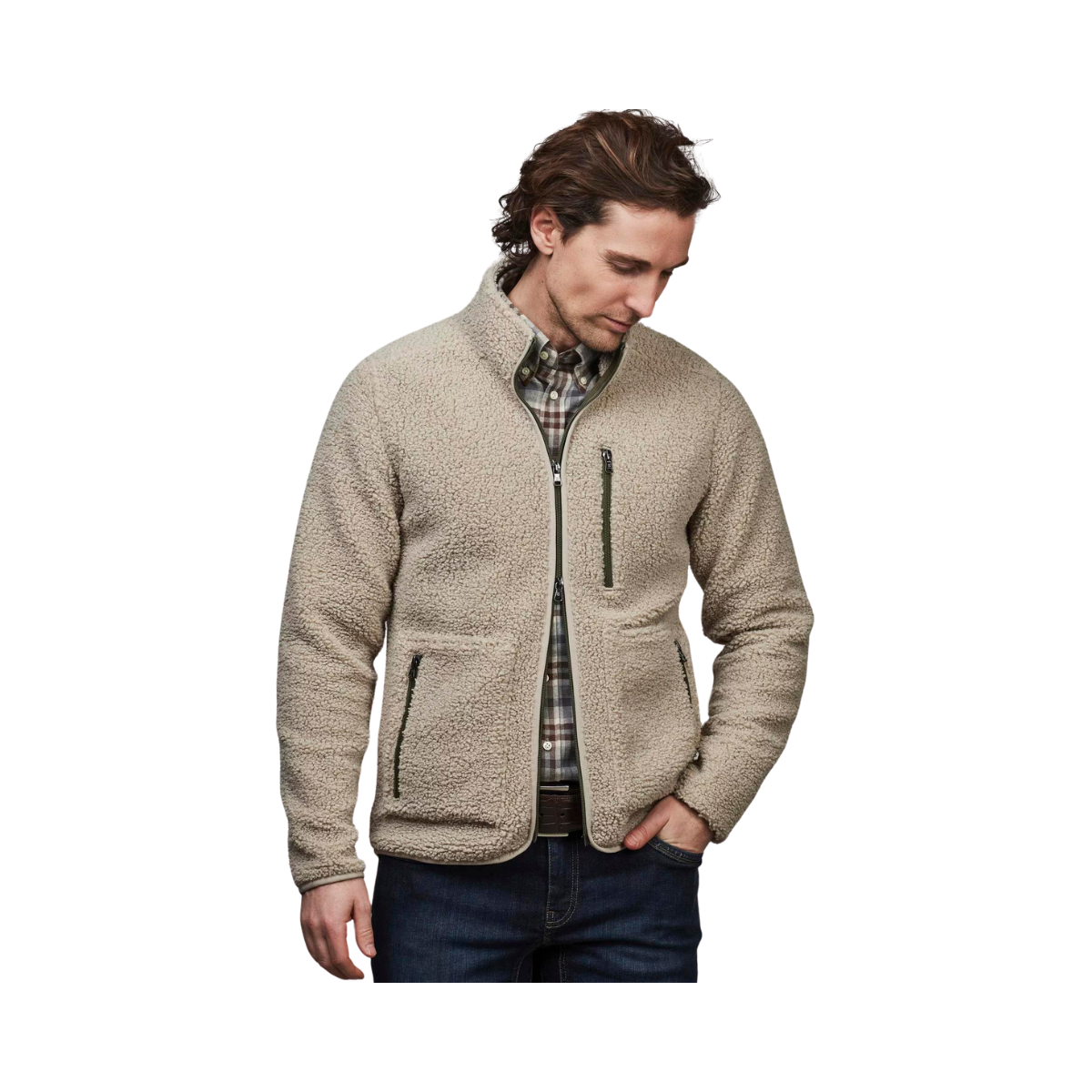 PILE FLEECE JACKET - Beige