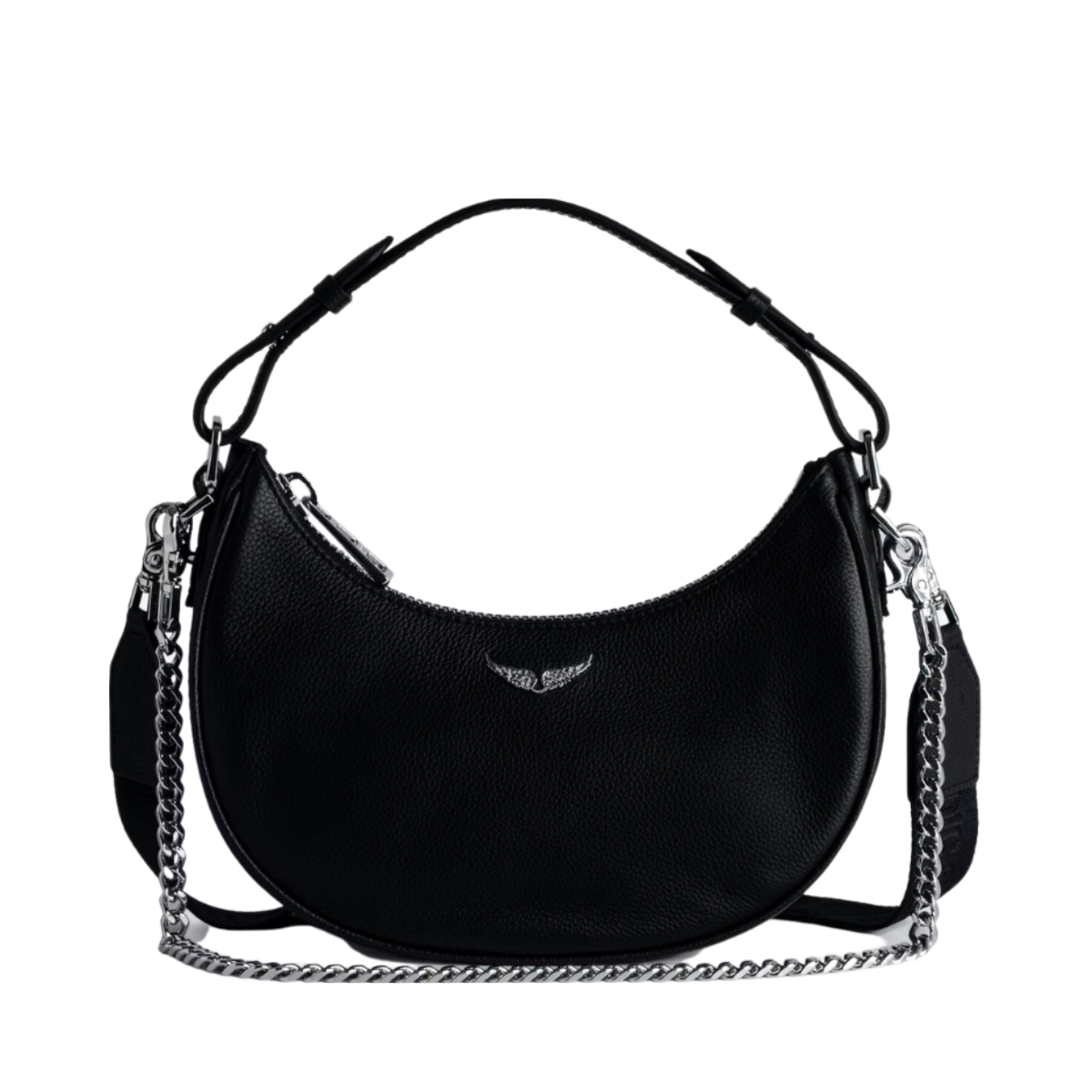 Moonrock Grained Leather Bag - Black