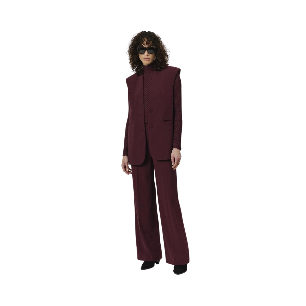 Lucas Wide Pants - Burgundy