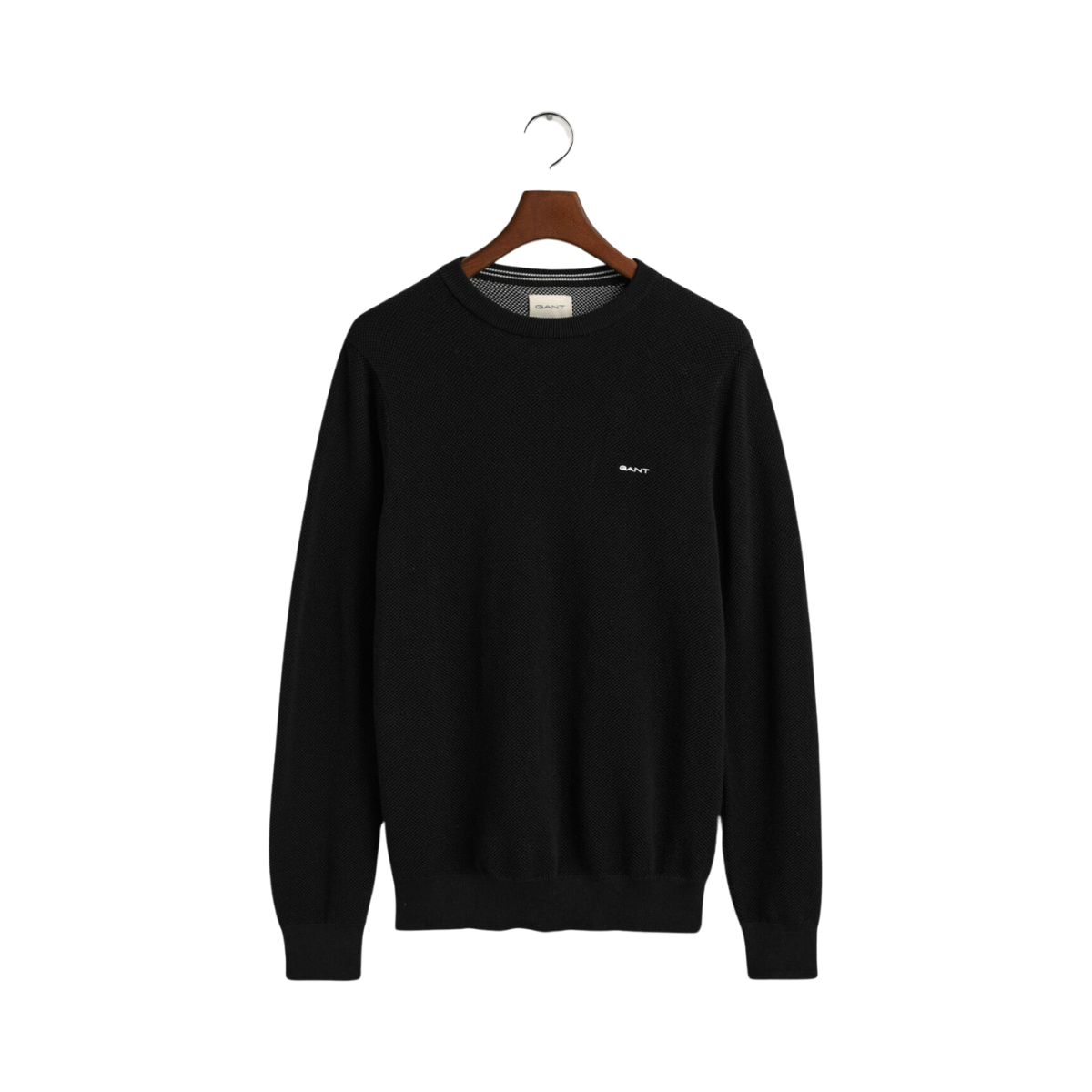 Cotton Pique C-Neck - Black