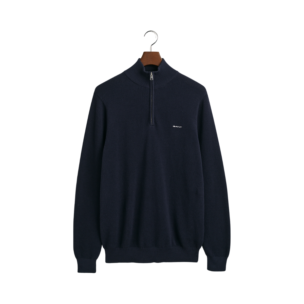 Cotton Pique Half Zip - Blue