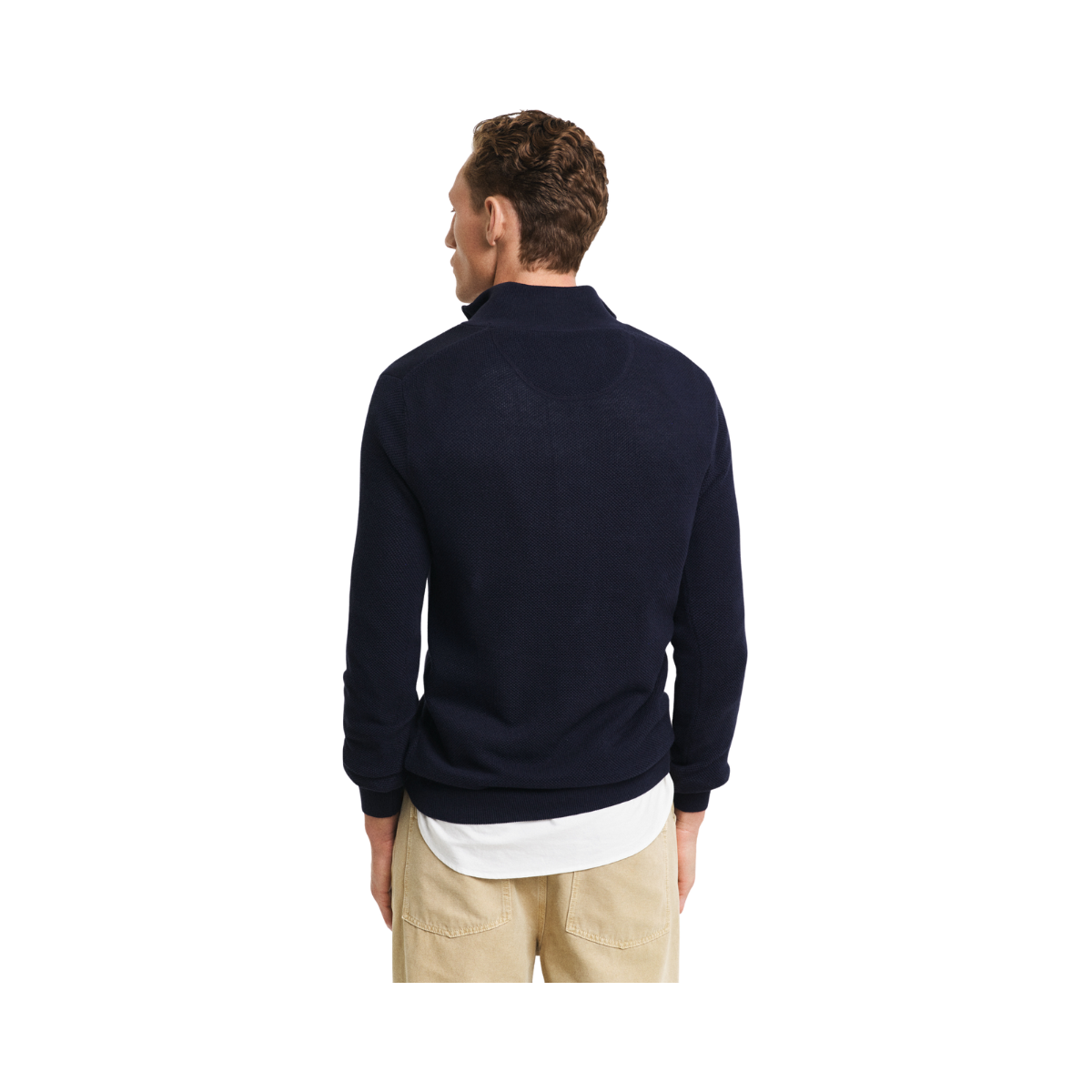 Cotton Pique Half Zip - Blue