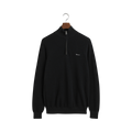 Cotton Pique Half Zip - Black