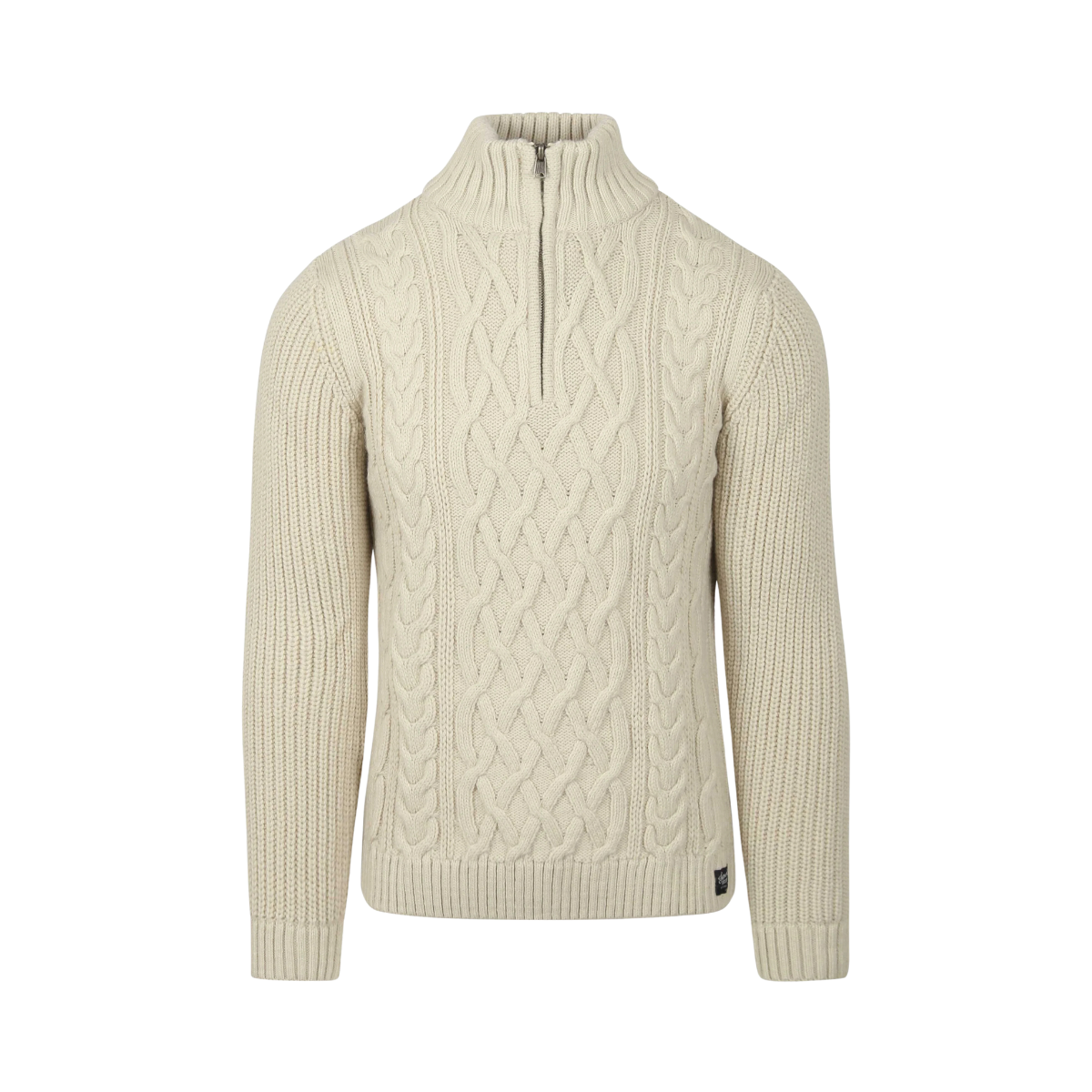 Jacob cable knit half zip - Beige