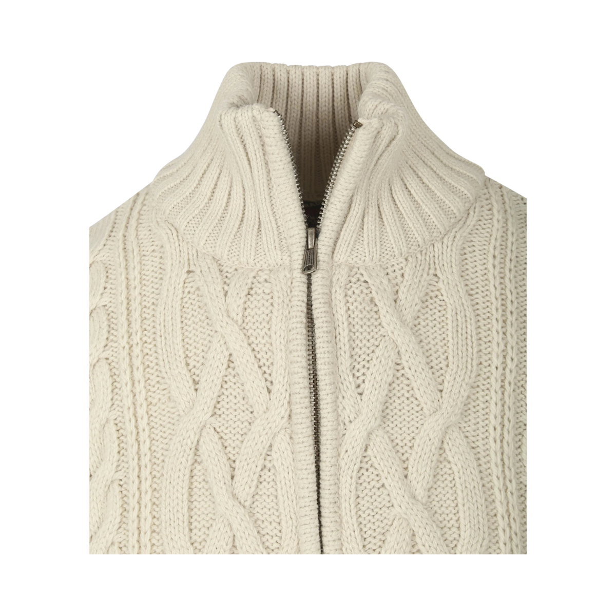 Jacob cable knit half zip - Beige