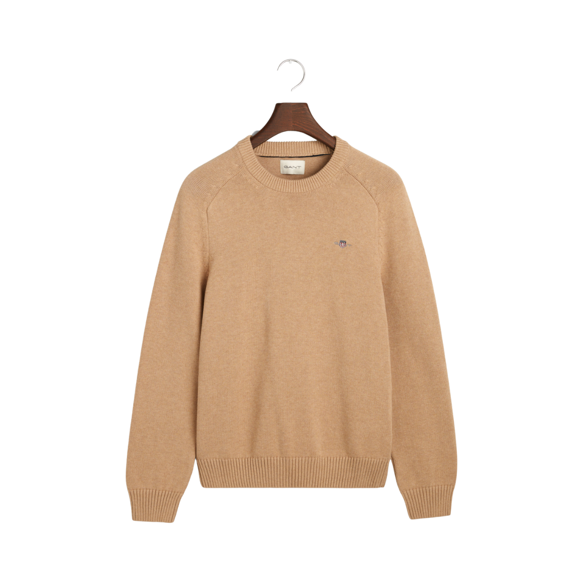 CASUAL COTTON SADDLE C-NECK - Beige