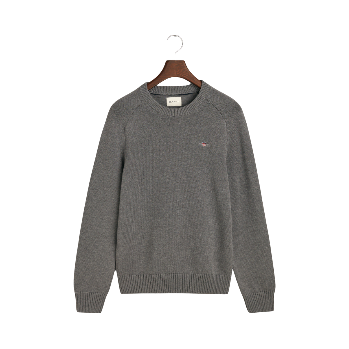 CASUAL COTTON SADDLE C-NECK - Grey