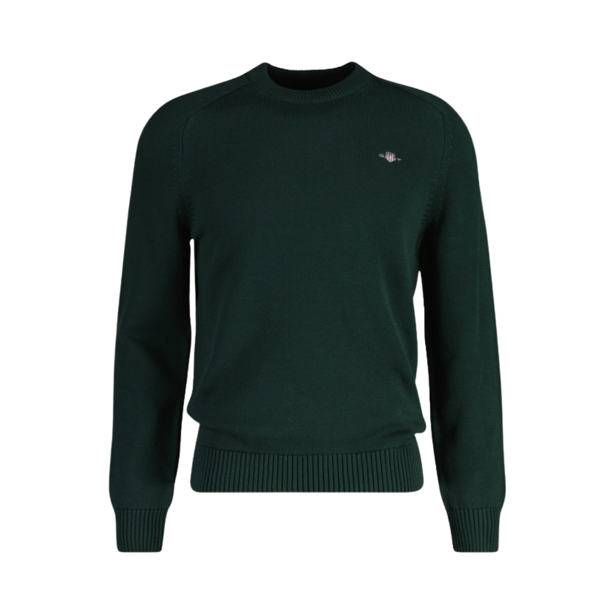 CASUAL COTTON SADDLE C-NECK - Green