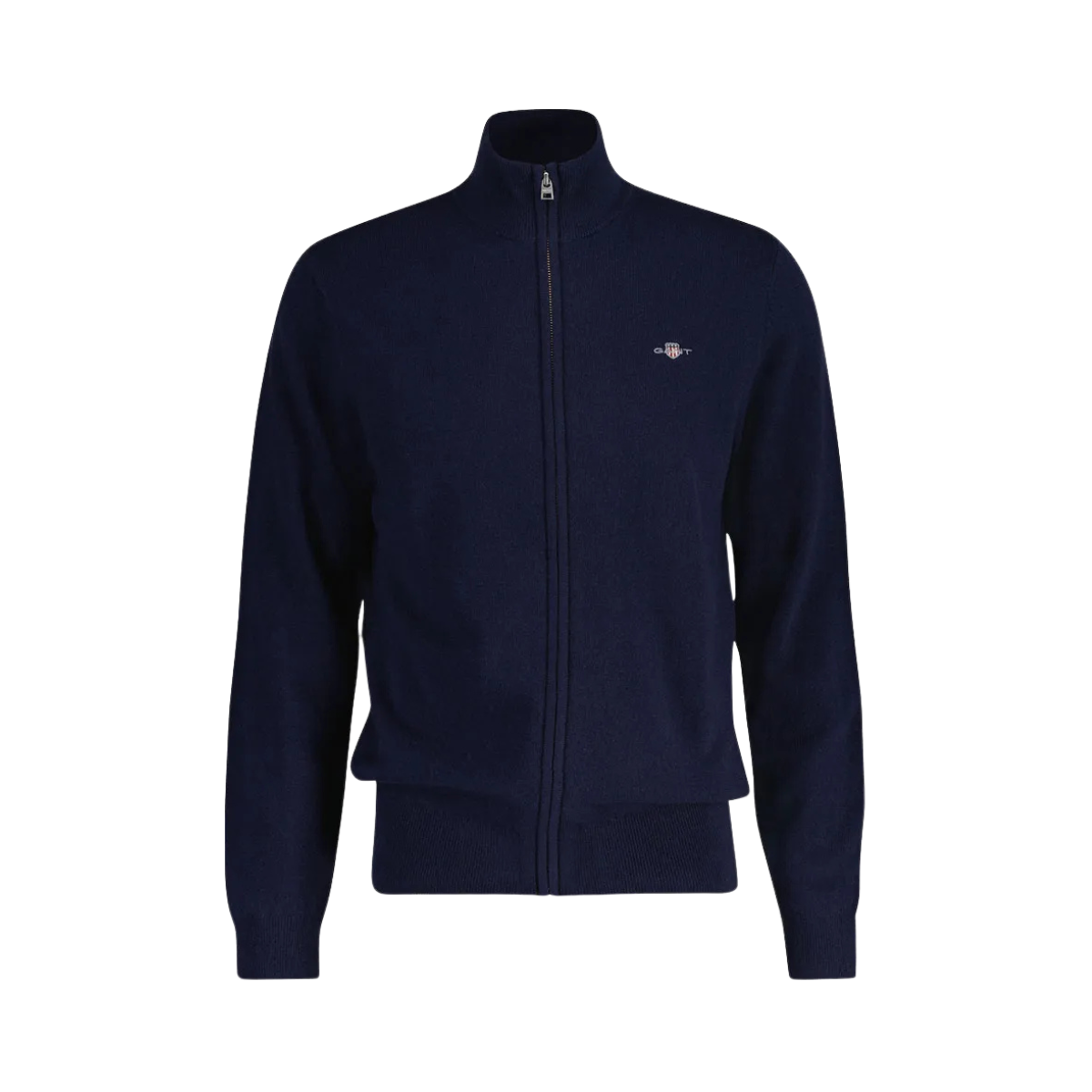 EXTRAFINE LAMBSWOOL ZIP CARDIGAN - Navy