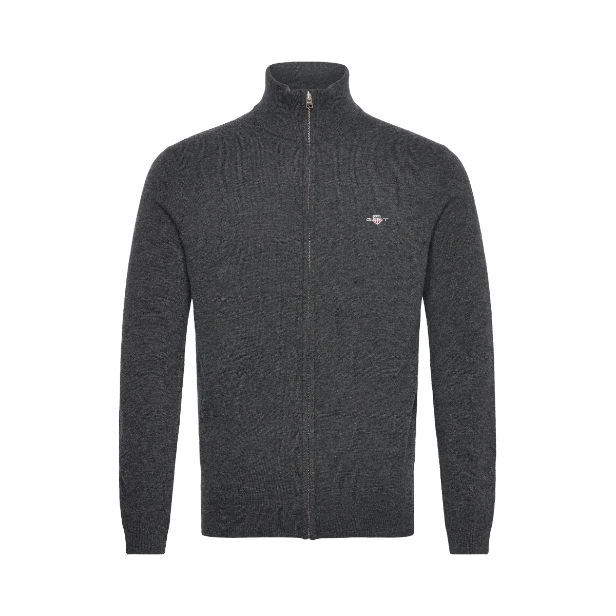 EXTRAFINE LAMBSWOOL ZIP CARDIGAN - Grey