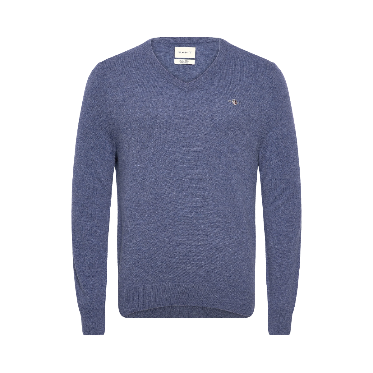 EXTRAFINE LAMBSWOOL V-NECK - Blue