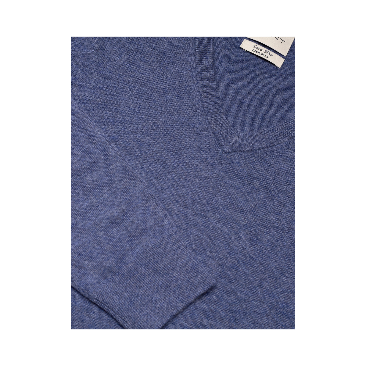 EXTRAFINE LAMBSWOOL V-NECK - Blue