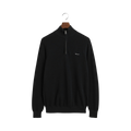 Cotton Pique Half Zip - Black