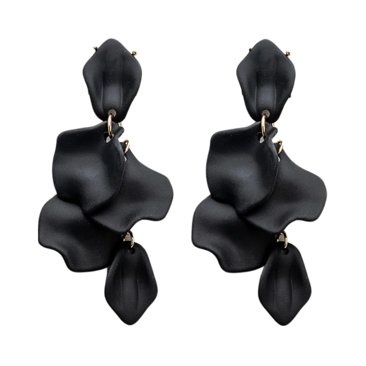 Leaf Earrings Black Mat - Black