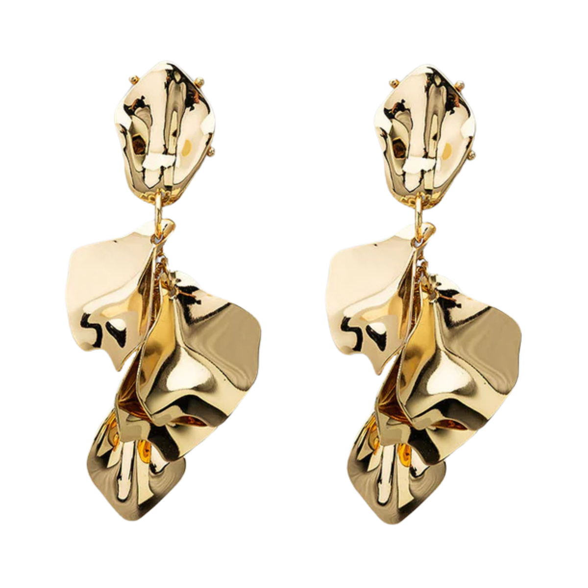 Leaf Earrings Metallic Gold - Gold