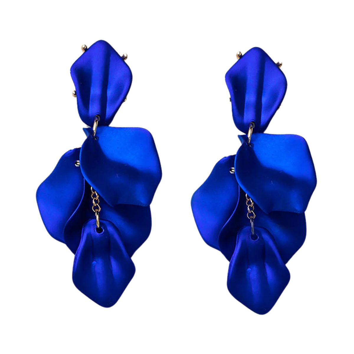 Leaf Earrings Metallic Blue - Blue