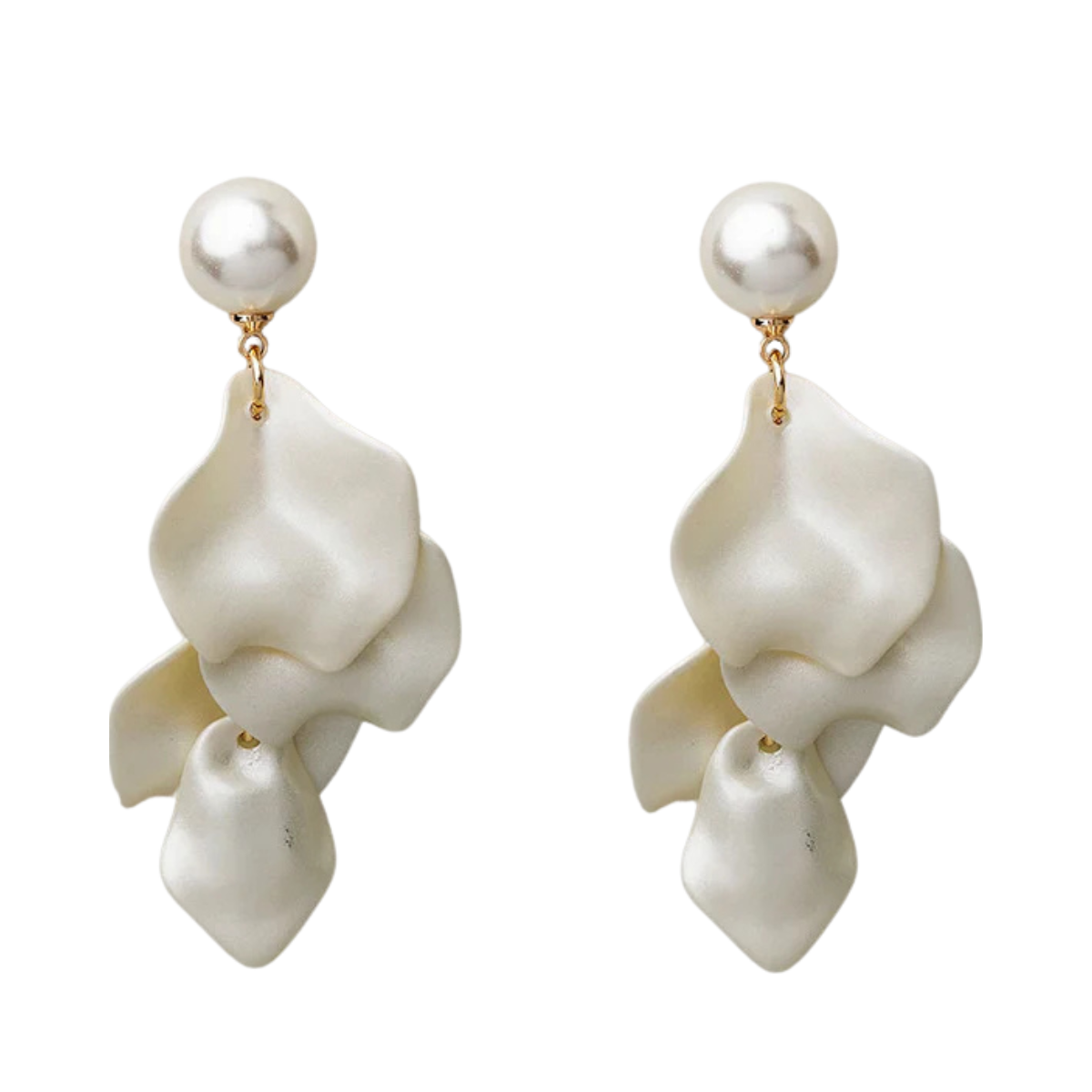 Pearl Leaf Earrings White - White