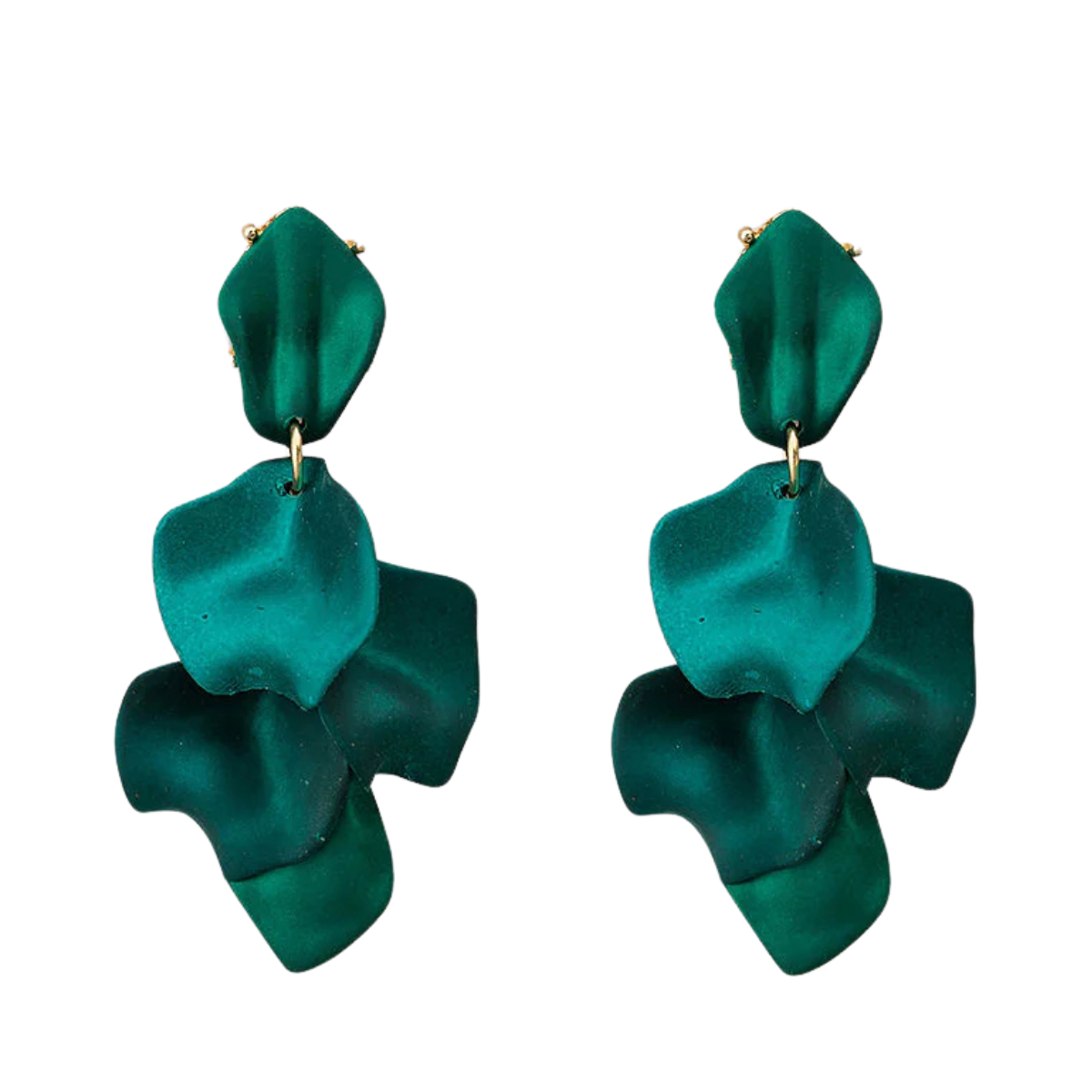 Leaf Earrings Metallic Pine Green - Green