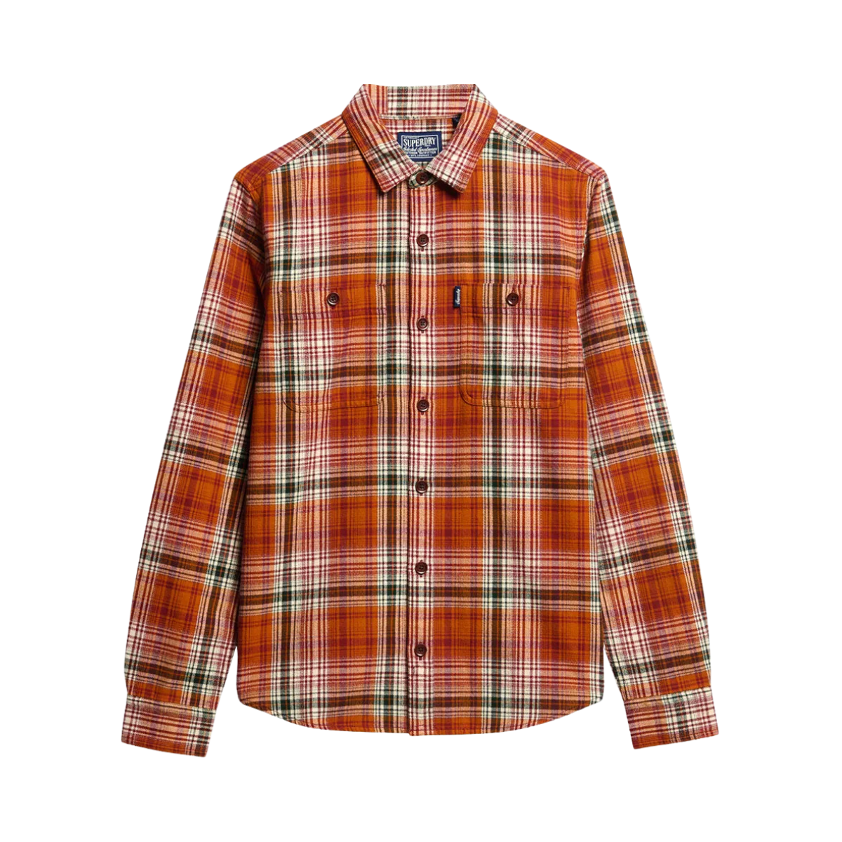 Vintaged check overshirt - Orange