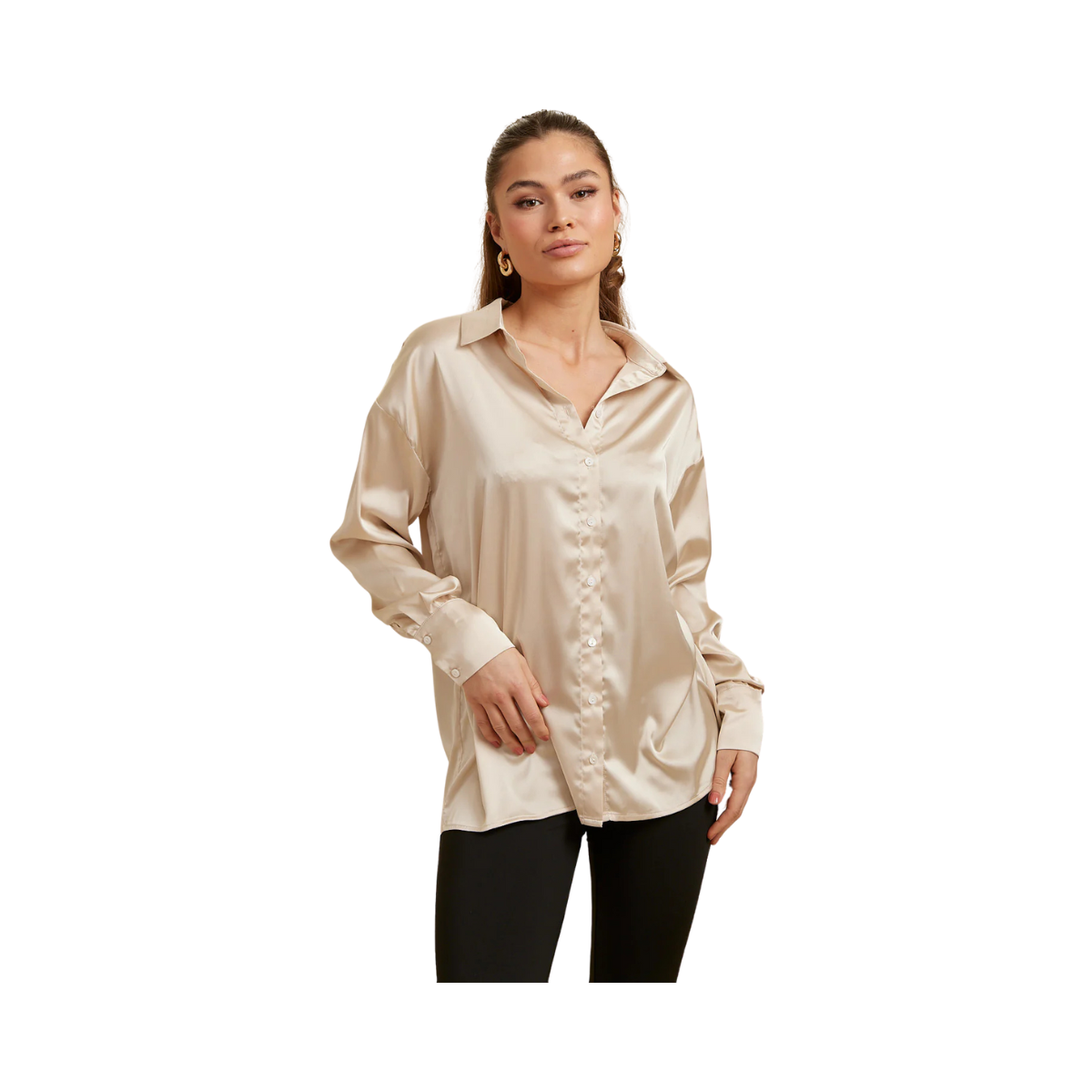 Serina Satin Shirt - Beige