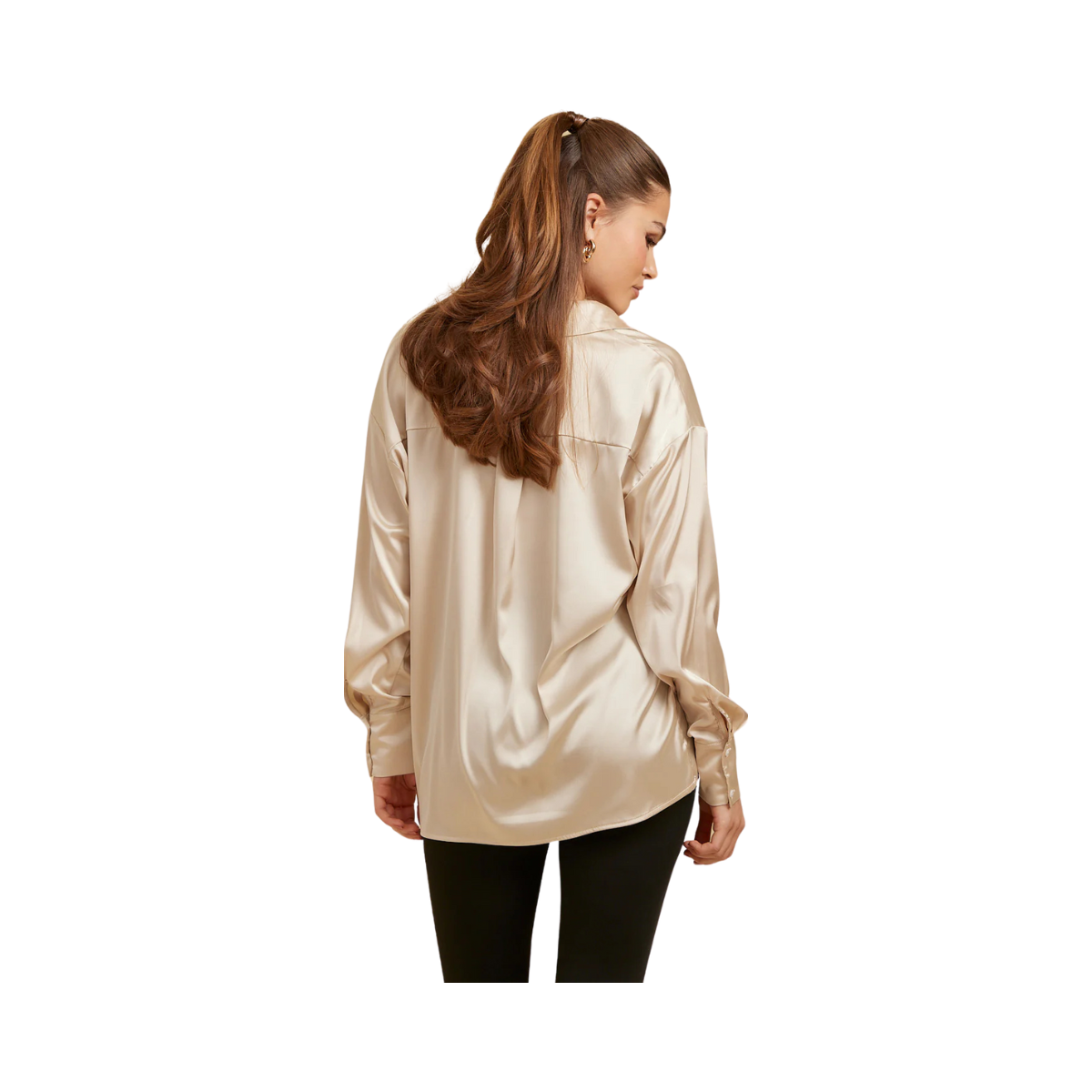 Serina Satin Shirt - Beige