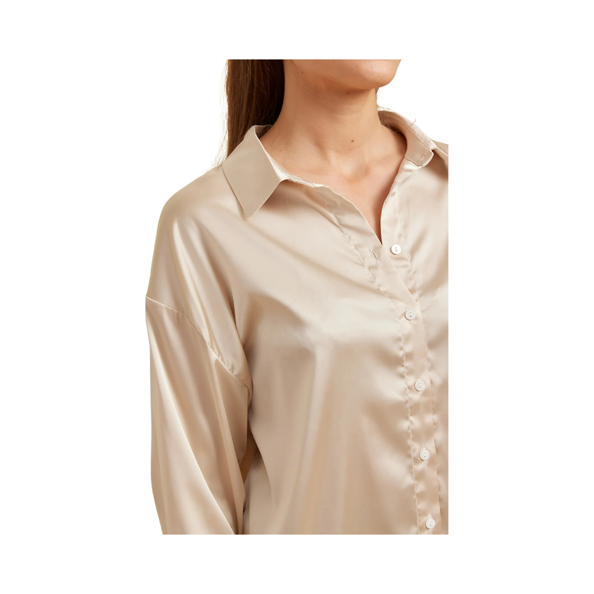 Serina Satin Shirt - Beige