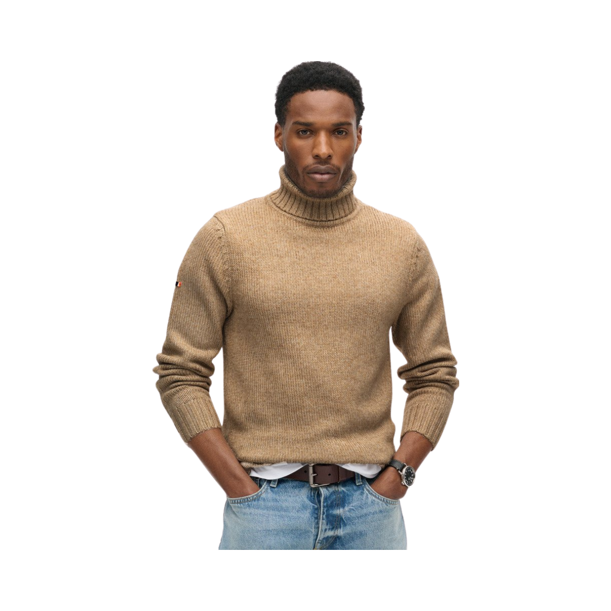 Brushed roll neck jumper - Beige