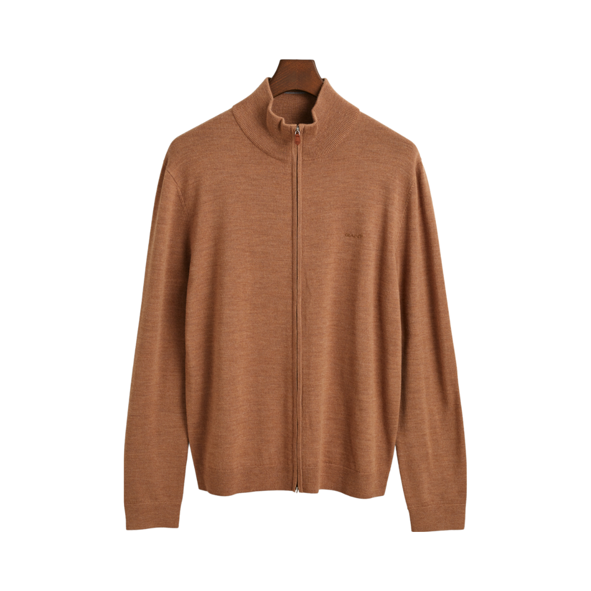 Extra Fine Merino Wool Zip Cardigan - Brown