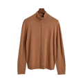 Extra Fine Merino Wool Zip Cardigan - Brown