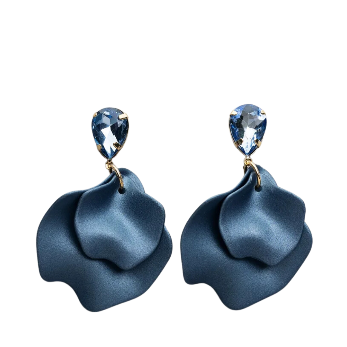 Leaf Earrings Grey Blue Cz - Blue