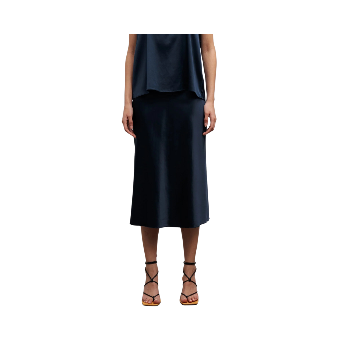 Hana Satin Skirt - Navy